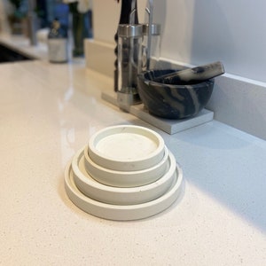 Multiple Sizes Concrete Small Round Decorative Trays | Soap Bottle Dish | Display Trays