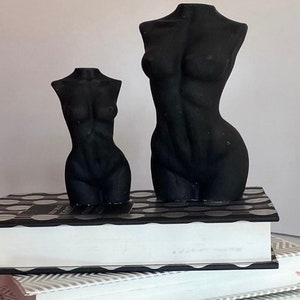 Matt Black Concrete Body Sculpture | Woman’s Body Figure | Torso Art | Naked Lady