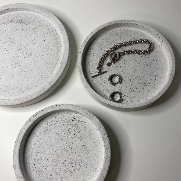 Multiple Sizes Granite Terrazzo Small Round Decorative Trays | Soap Bottle Dish | Display Trays