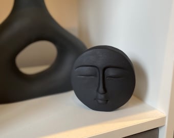 Full Moon Sculpture | Luna Moon Ornament | Face Sculpture | Housewarming Gift | Shelf Decor