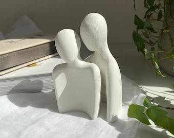 Concrete Couple Sculpture | Silhouette Ornament, Wedding Gift