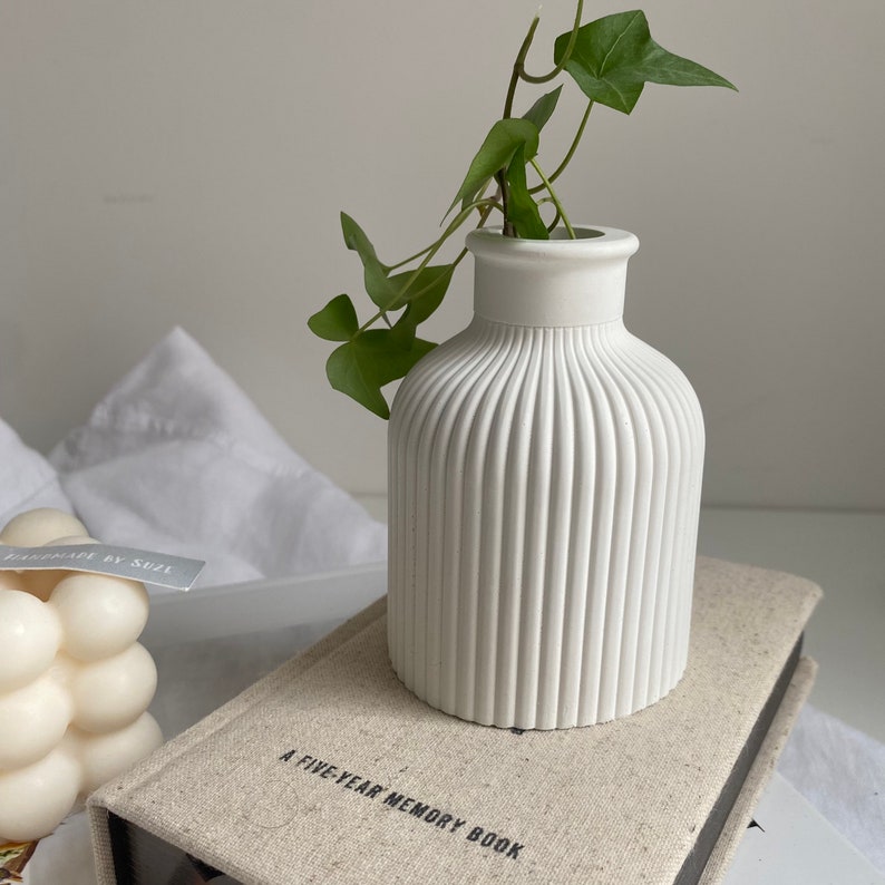 Small Minimal Concrete Vase Minimalist Modern Decorative Vase Boho Scandinavian Decor Home Decor A