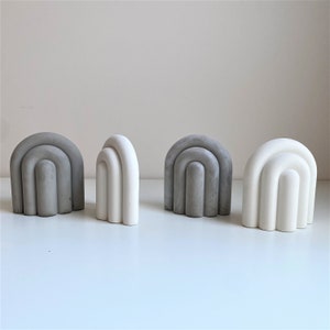 Concrete Arch Bookends | Book Holders | Modern Shelf Decor | Nordic Home Decor