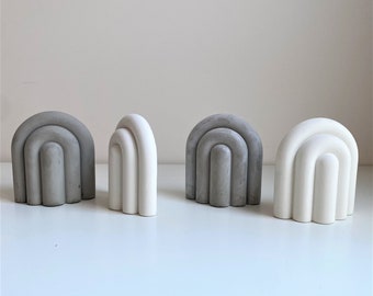 Concrete Arch Bookends | Book Holders | Modern Shelf Decor | Nordic Home Decor