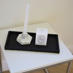 Matt Black Concrete Rectangle Tray | Home Decor Display