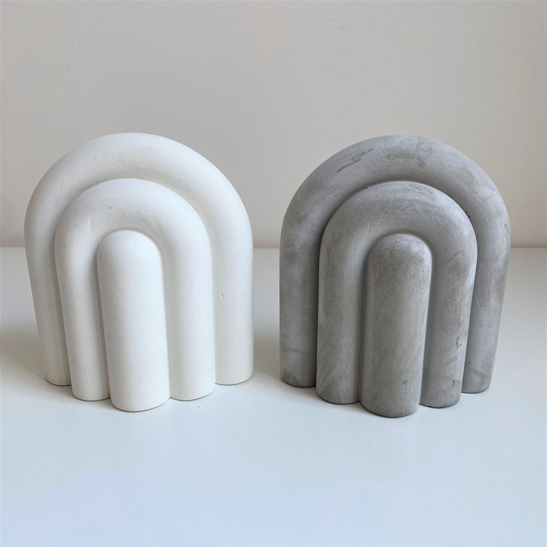 Sujetalibros de arco de hormigón / Soportes para libros / Decoración de estanterías modernas / Decoración nórdica para el hogar imagen 2
