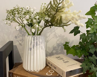 Concrete Large Ribbed Vase | Minimalist | Modern | Decorative Vase | Boho Scandinavian Decor | Home Decor