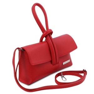 Leder-Clutch Handmade Abendtasche mit abnehmbaren Schulterriemen Rot