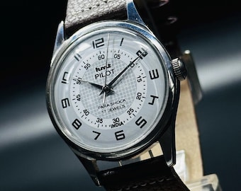 Reloj de piloto HMT vintage con esfera de cuerda manual {De cuerda manual} Movimiento de reloj para hombre 17 joyas