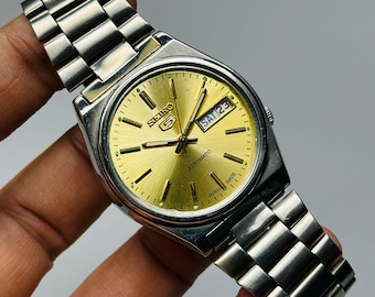 Vintage Original Seiko 5 Automatic Golden Dial 21jewels Movement
