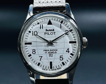 Reloj de piloto HMT vintage con esfera de cuerda manual {De cuerda manual} Movimiento de reloj para hombre 17 joyas