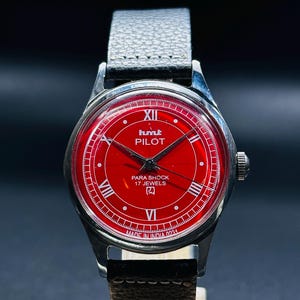 Vintage HMT Pilot Watch Dial Hand Winding {Hand-winding} Men&#39;s Watch Movement 17 jewels