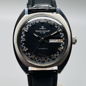Rare Vintage jaeger lecoultre Club ,Black Dial, Automatic Men&#39;s Wrist Watch Day-Date, Swiss Made