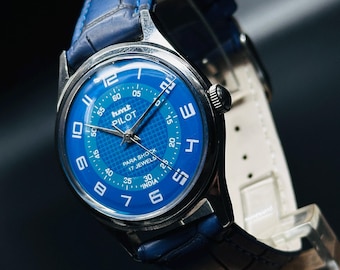 Reloj de piloto HMT vintage con esfera de cuerda manual {De cuerda manual} Movimiento de reloj para hombre 17 joyas