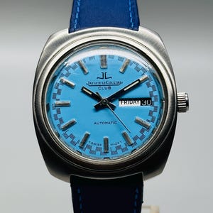 Rare Vintage Jaeger Lecoultre Club ,Tiffney Blue Dial, Automatic Men&#39;s Wrist Watch Day-Date, Swiss Made