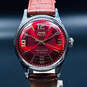 Vintage HMT Pilot Watch Dial Hand Winding {Hand-winding} Men&#39;s Watch Movement 17 jewels