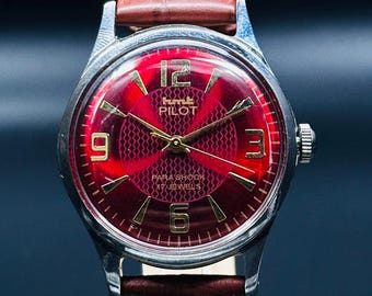 Reloj de piloto HMT vintage con esfera de cuerda manual {De cuerda manual} Movimiento de reloj para hombre 17 joyas