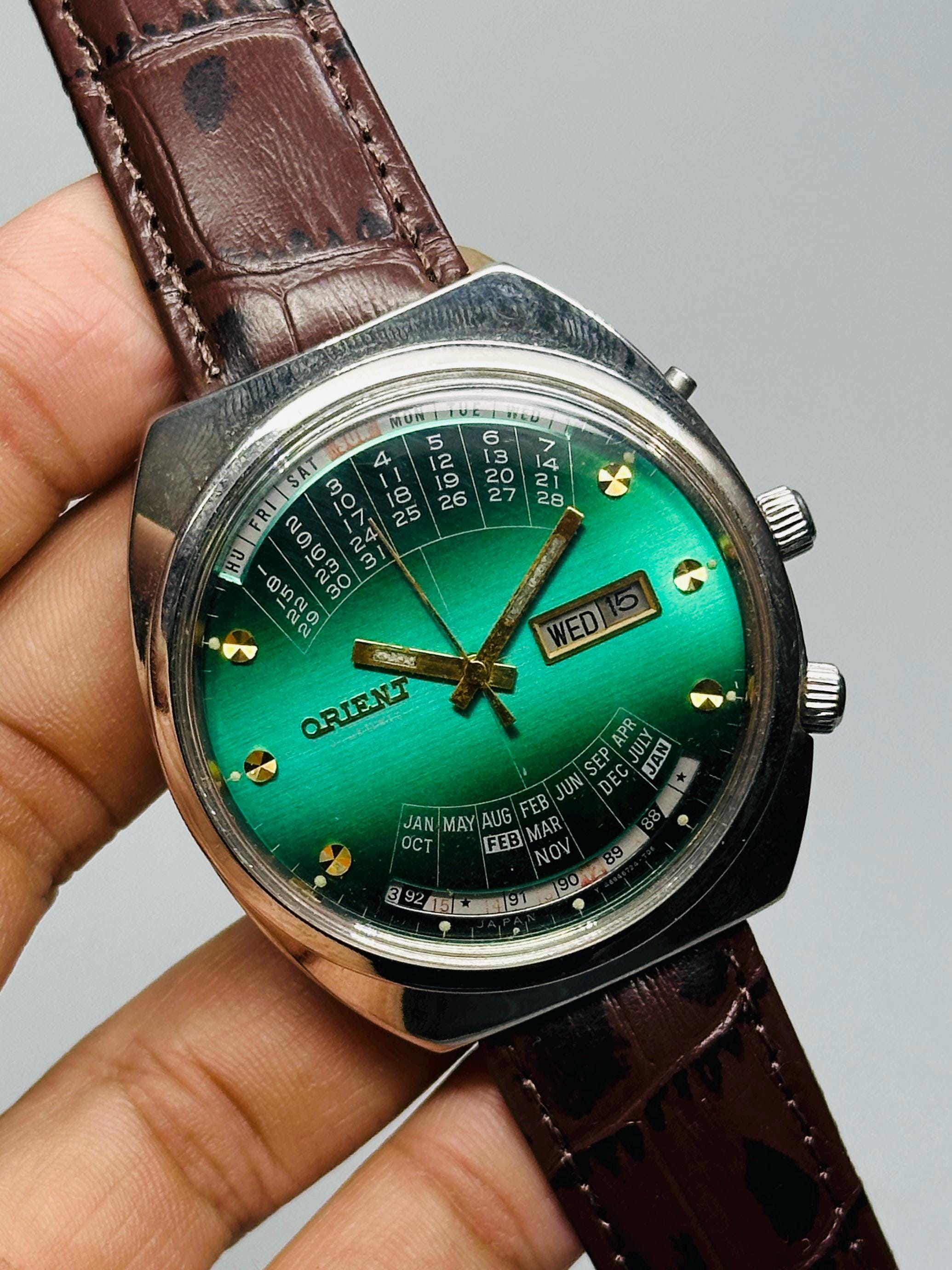 Rare Vintage Orient College Perpetual Multi Year, Green Dial