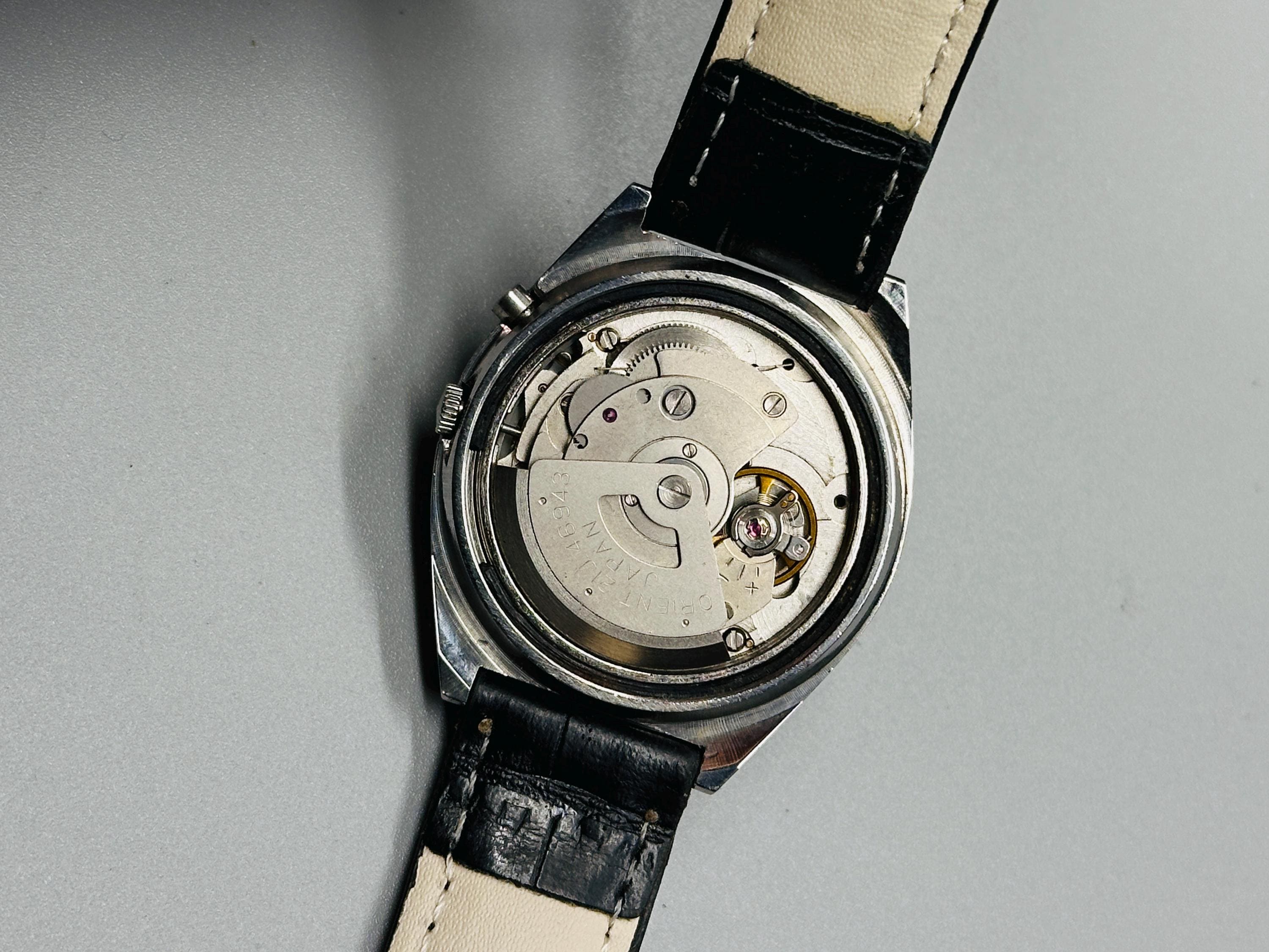 Vintage Orient Crystal AAA Automatic Watch: 21 Jewels, Blue Dial 