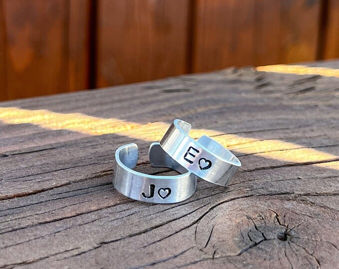 Matching Homemade Rings Custom Stamped Rings - Stamped Rings - Couples Rings - Matching Rings ...