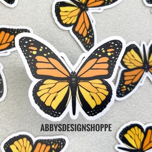 Schmetterling Aufkleber, wasserdichter Aufkleber, beste Freund Geschenke, Monarchfalter Aufkleber, gelbe Aufkleber, Schmetterlingsaufkleber, Weihnachtsgeschenk