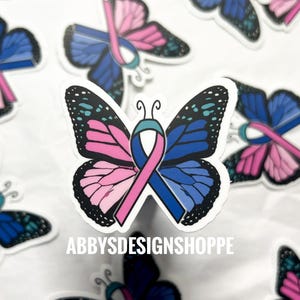 Schilddrüsenkrebs Band Schmetterling Mini Aufkleber, Schilddrüsenkrebs Bewusstsein, Schilddrüse Schmetterling
