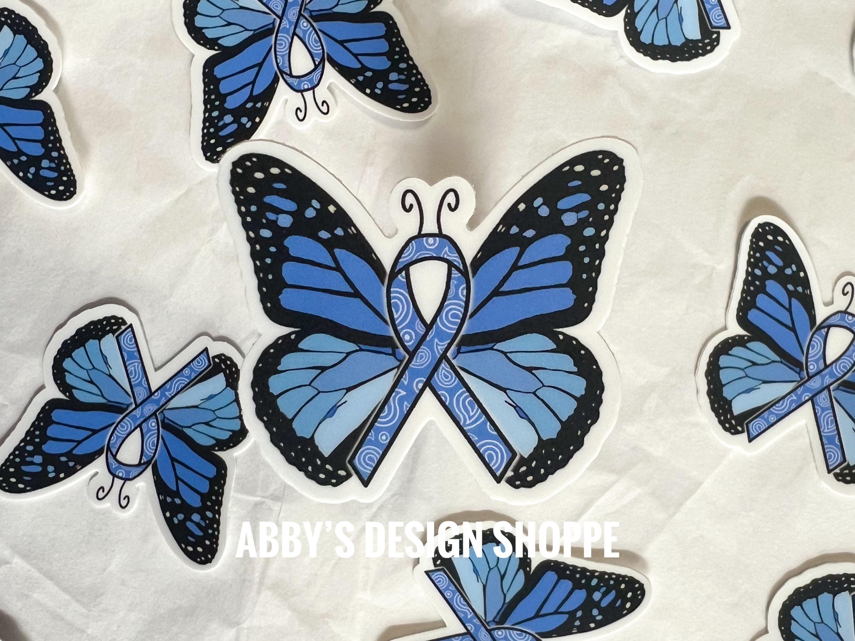 Thyroid Sticker Rwalistic Thyroid Disease Awareness Mini Sticker: Ribbon Butterfly, Weatherproof ...
