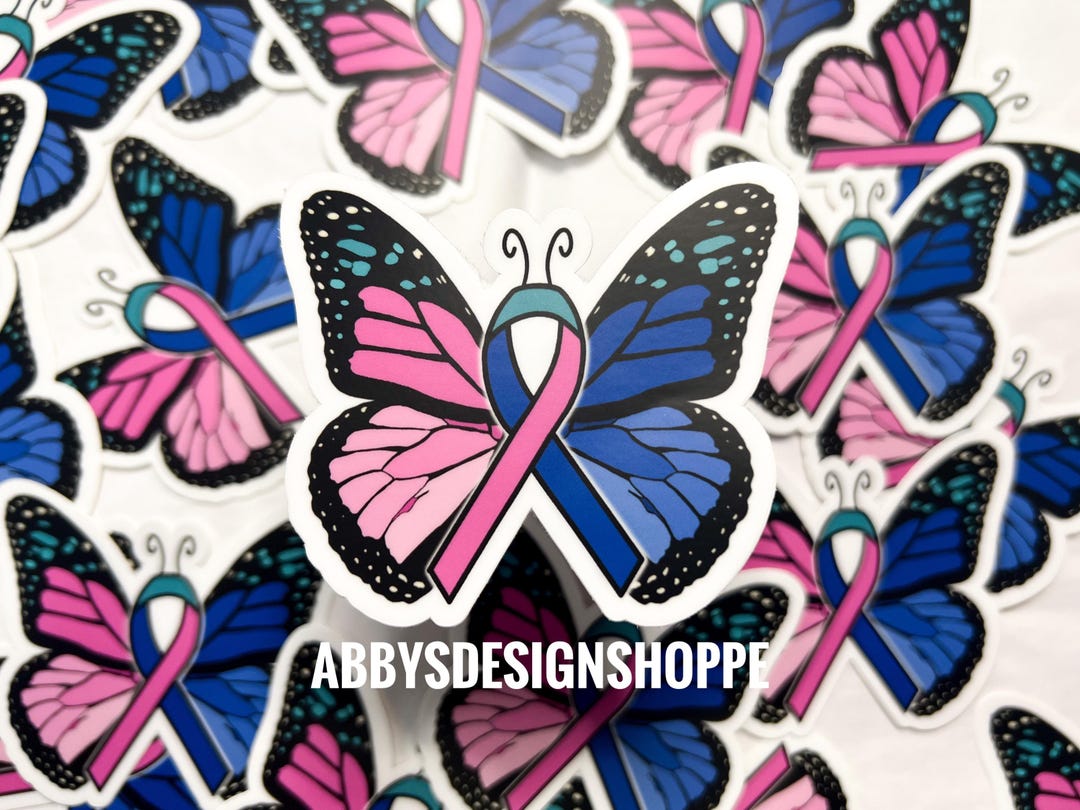 Thyroid Sticker Rwalistic Thyroid Cancer Awareness Sticker: Ribbon Butterfly, Waterproof Vinyl - Etsy