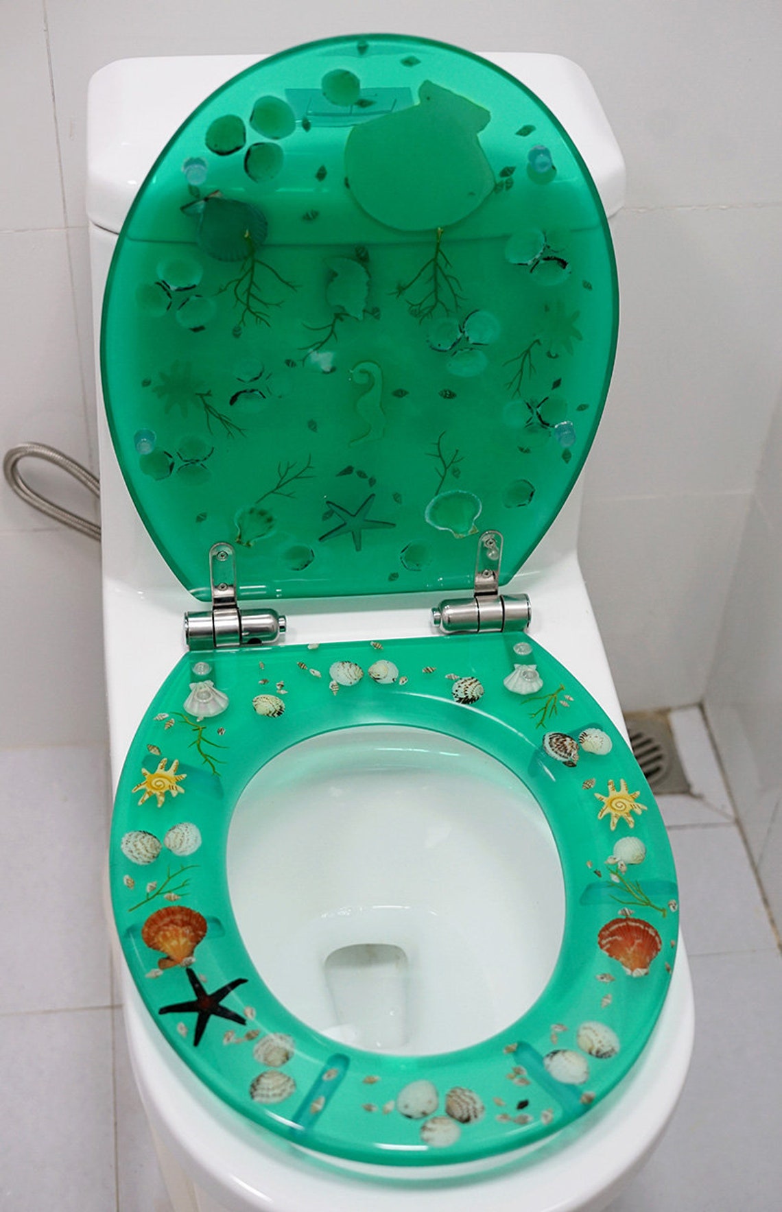 Gem Green Toilet Seat Sea Shell Fish Resin Toilet Seat Soft Etsy