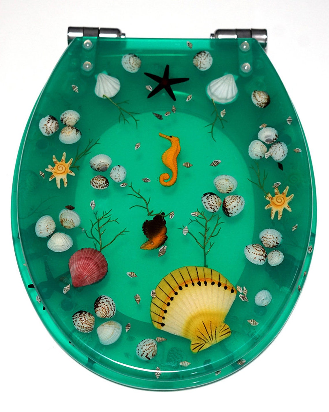 Gem Green Toilet Seat Sea Shell Fish Resin Toilet Seat Soft Etsy