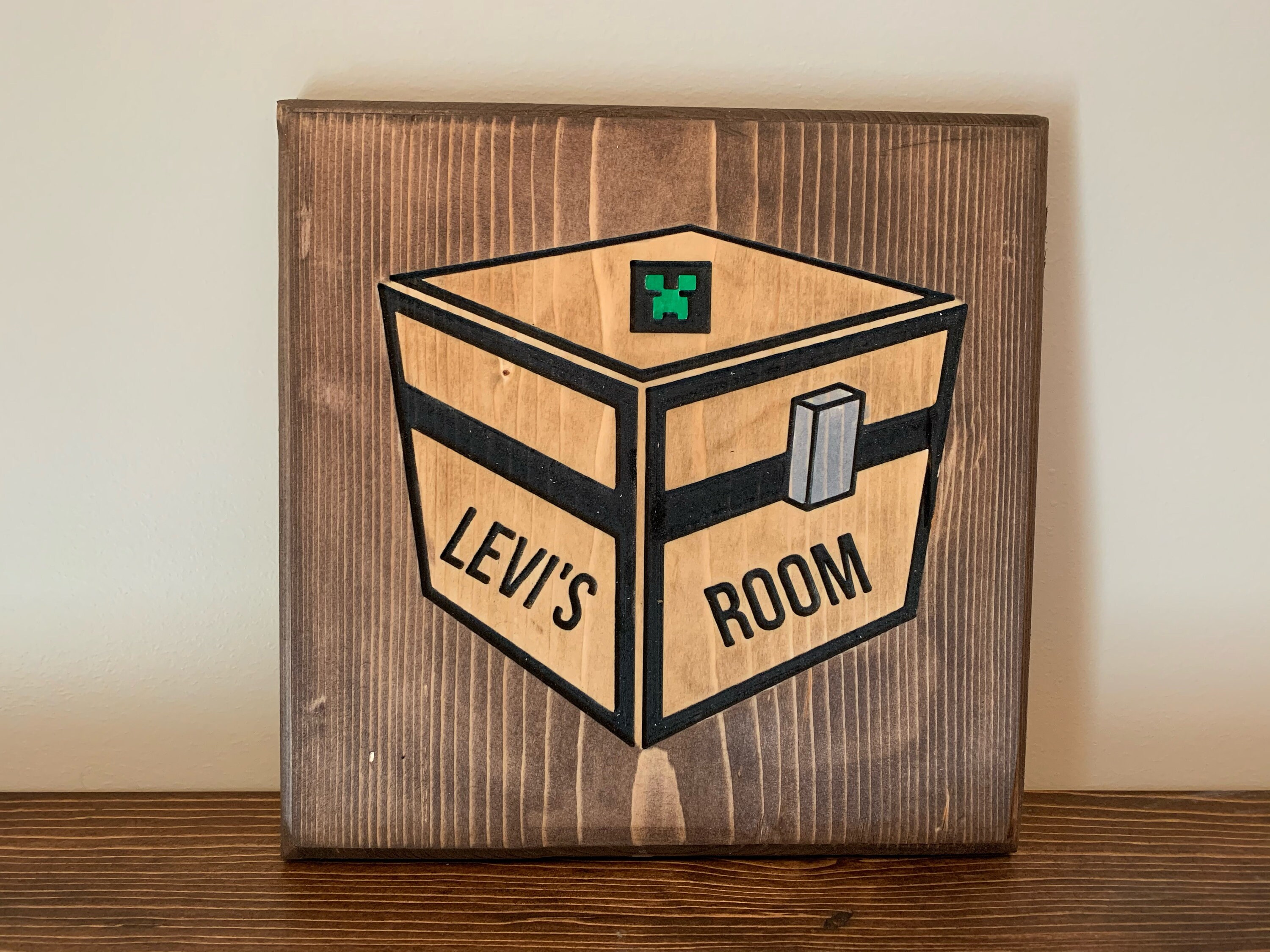 Engraved Minecraft Room Sign Custom Sign Creeper Treasure Etsy