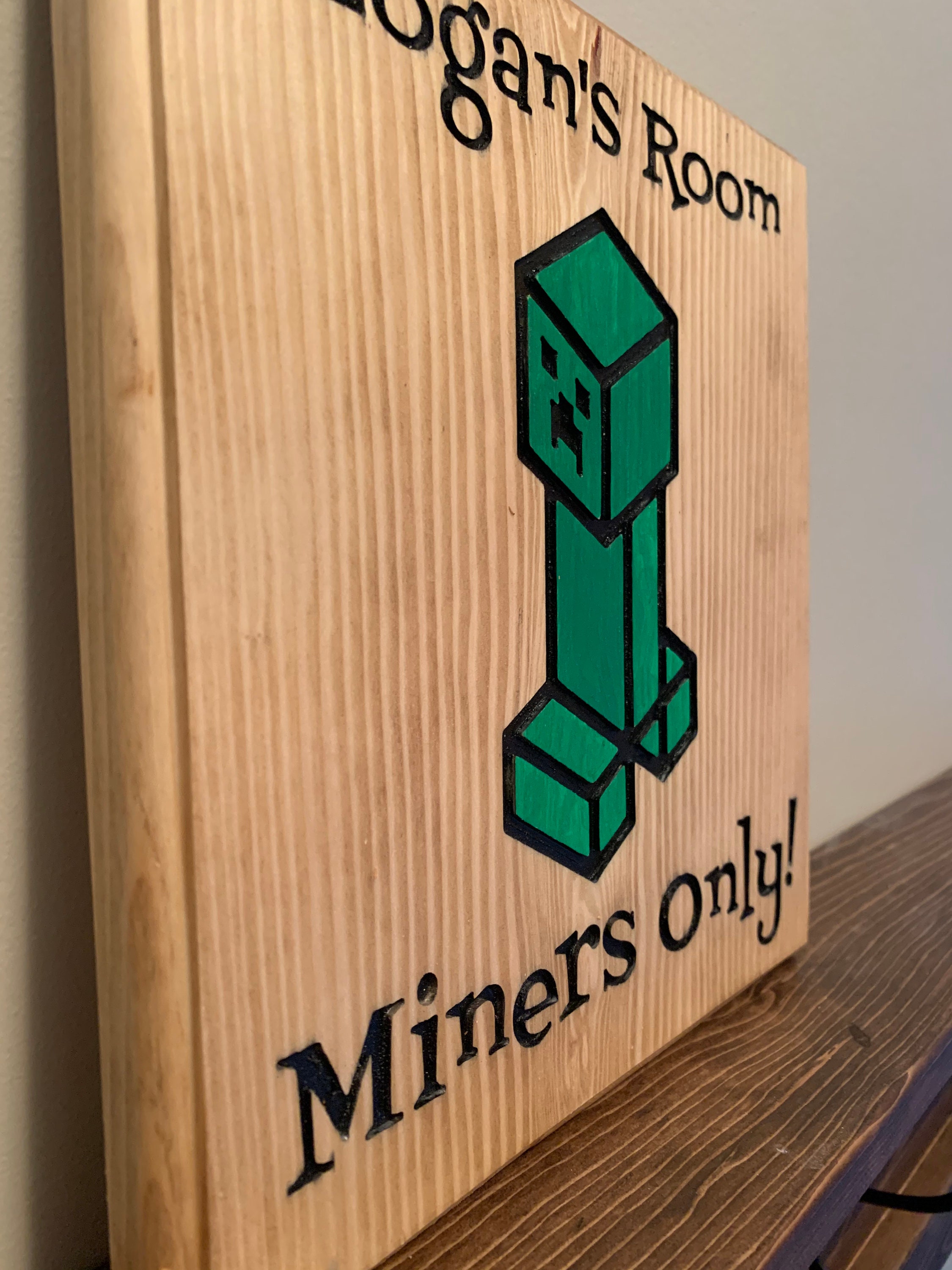 Engraved Minecraft Room Sign Custom Sign Creeper Treasure Etsy