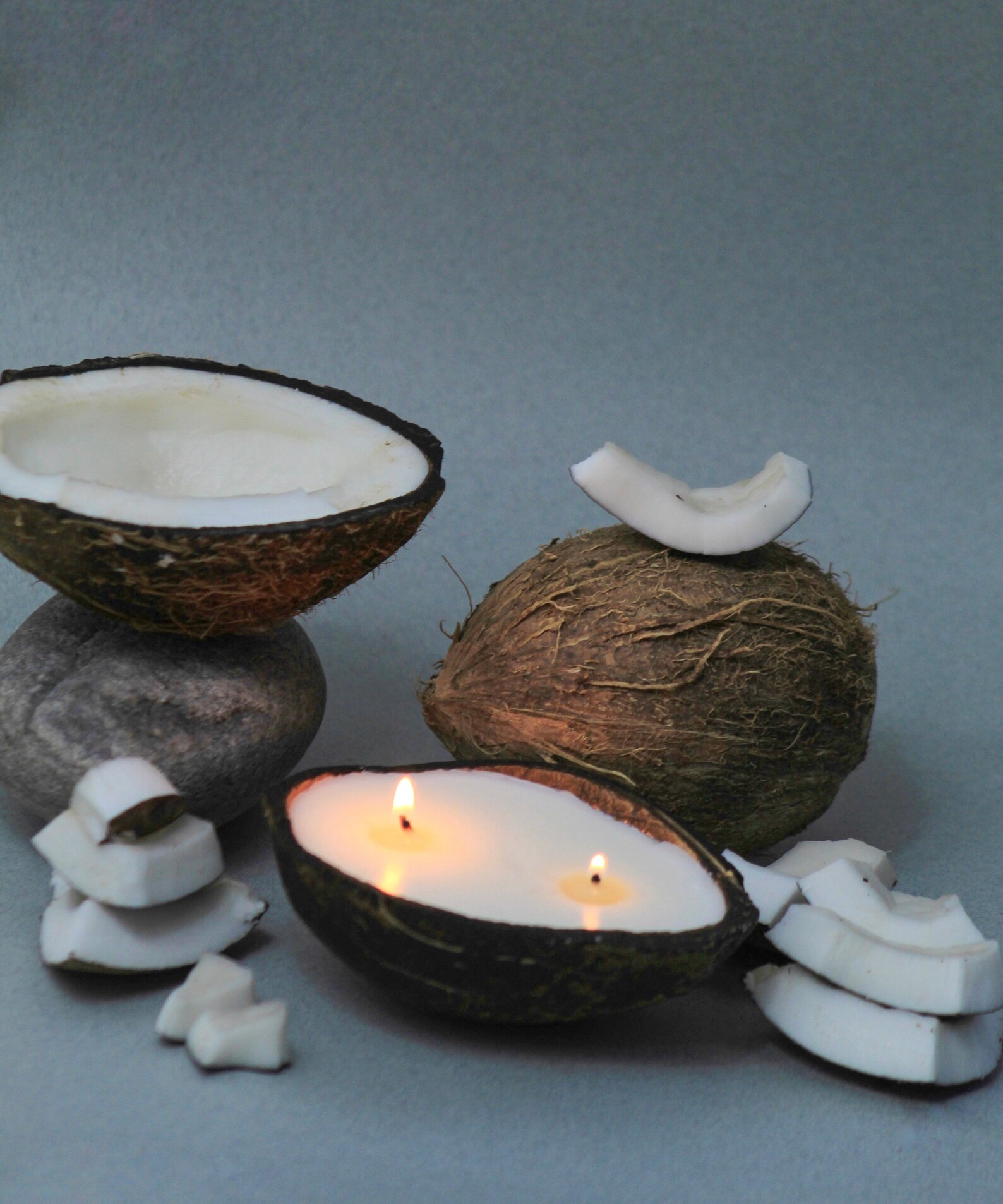 Coconut candle in a natural coconut shell Etsy