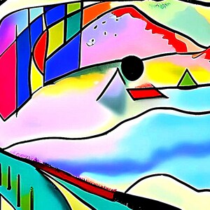Kandinsky Style Abstract Geometric Shapes 3, Modern Wall Art, Canvas Print, Contemporary Wall Art Office Décor, Trendy Large Canvas Art