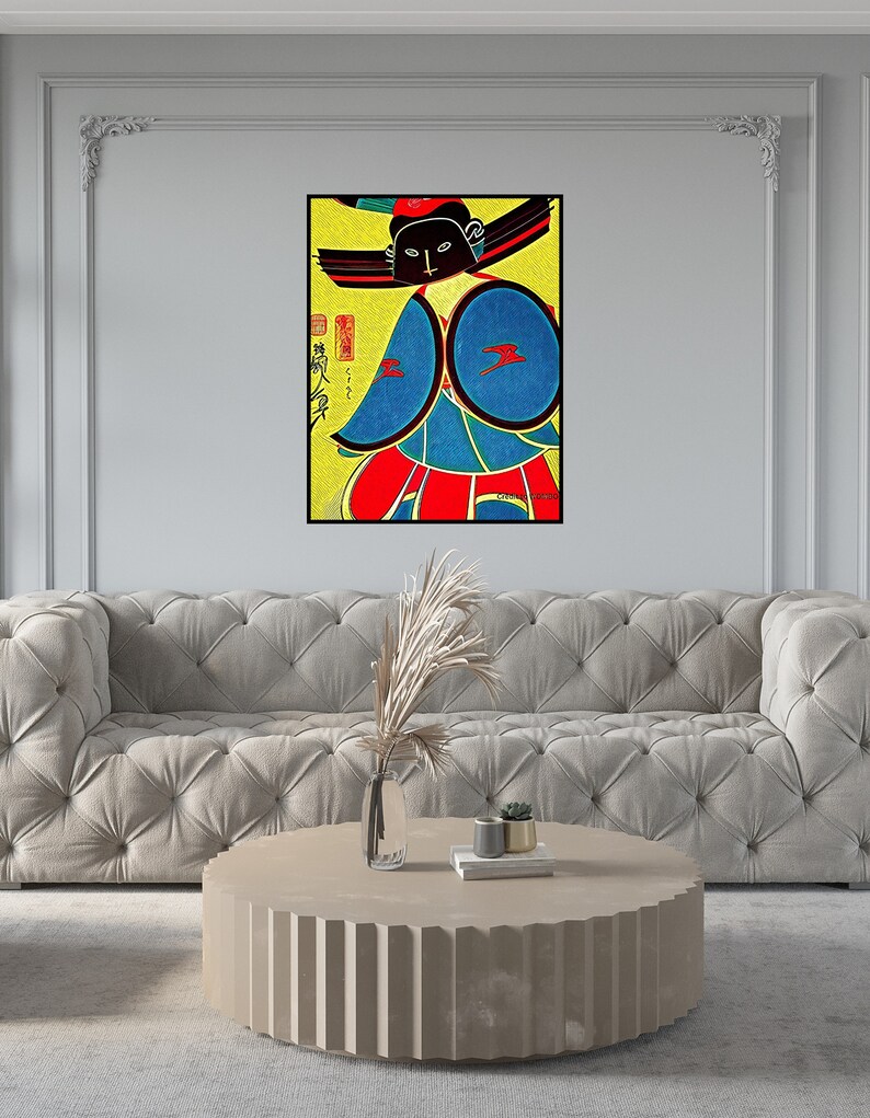 Japanese Samurai Wall Art, Abstract Wall Art, House Warming Gift, Wall