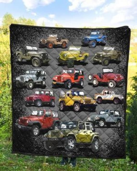 Jeep Quilt Blanket Jeep Collection Lovers Fleece Blanket Throw Etsy