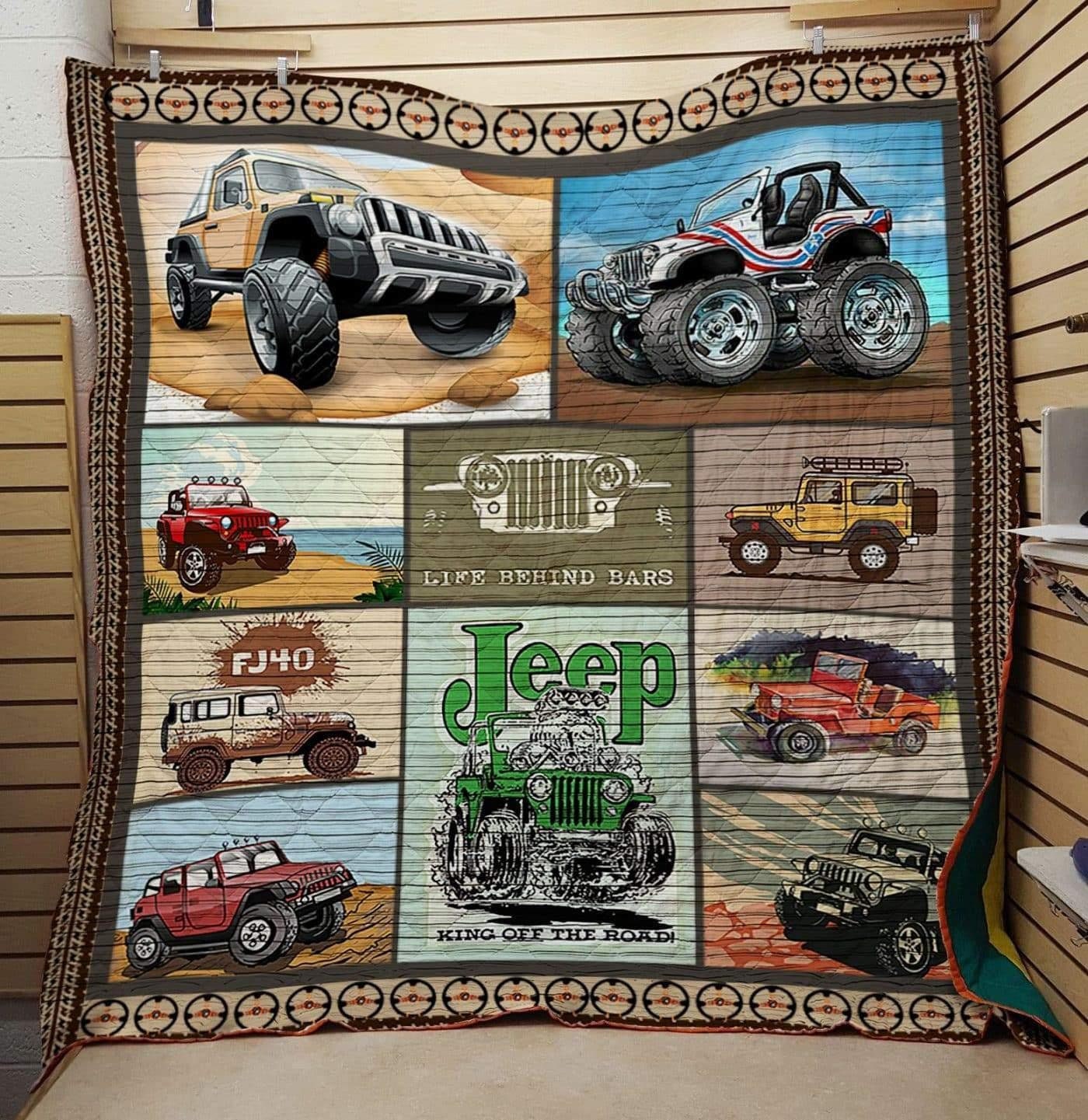 Jeep Quilt Blanket Jeep Like Behind Bars Fleece Blanket Throw Etsy