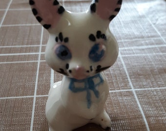 Vintage 1950s Ceramic White 3 1/2" Bunny