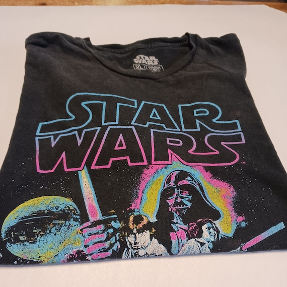 Vtg. Black Star Wars XL T-Shirt - image 2