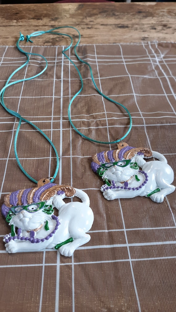 Set of 2 Mardi Gras Resin Necklaces