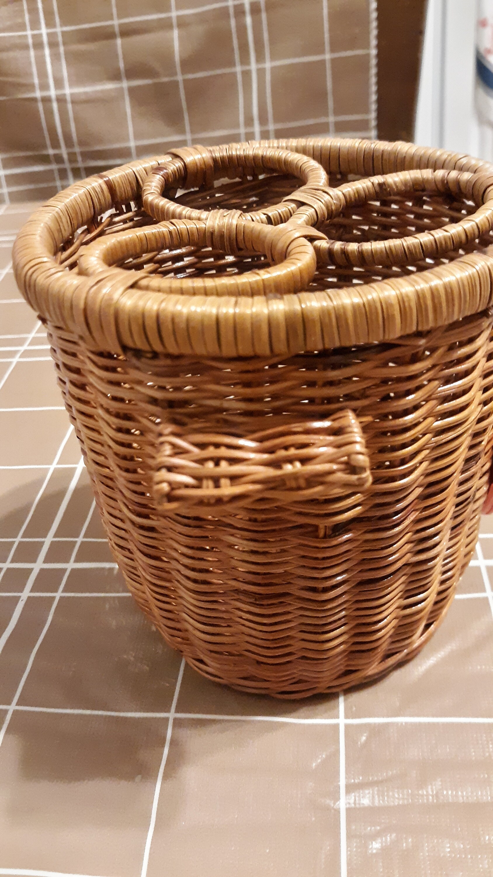 Wicker Silverware Basket With Strawberries Etsy UK