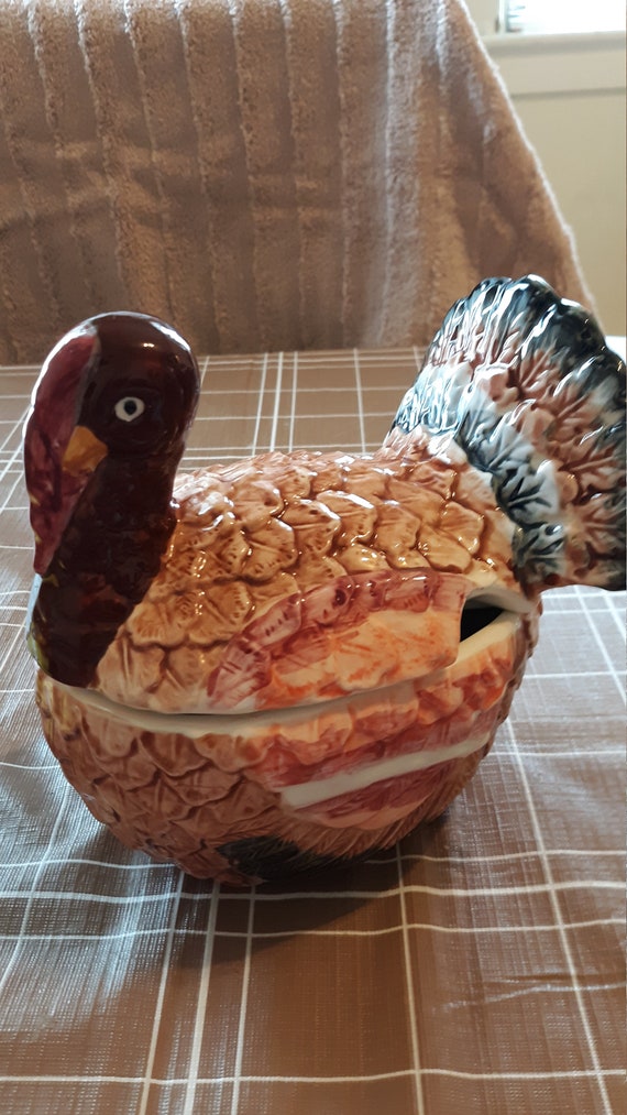 Festive Ceramic Turkey Shaped Gravy Boat Made by Caldor Inc. Etsy