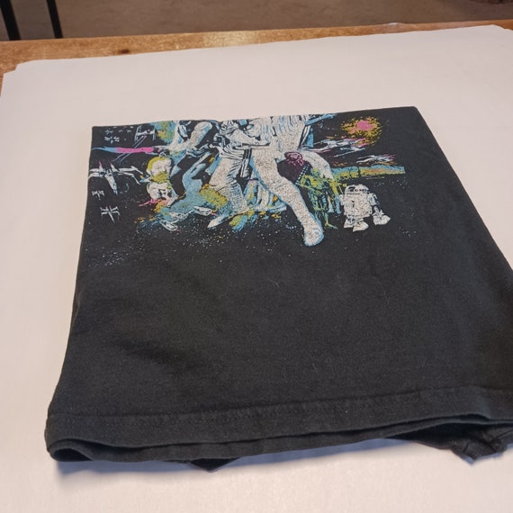 Vtg. Black Star Wars XL T-Shirt - image 3
