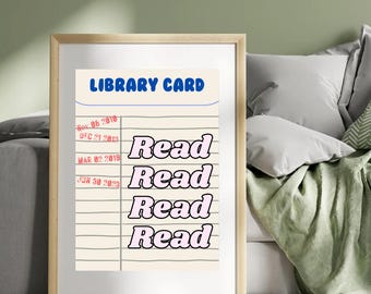 Vintage Library Card Print | Retro Book Lover Decor (Digital Download)