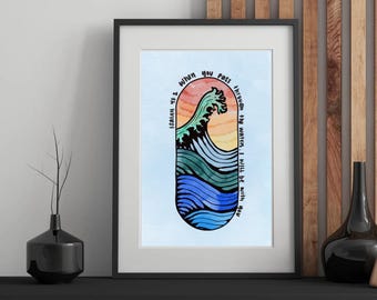 Isaiah 43:2 Watercolor Wave Print | Christian Scripture Art (Digital Download)