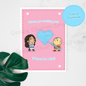 Tarjeta de felicitación inspirada en ATLA digital // Tarjeta de San Valentín // Tarjeta divertida // Papelería // Tarjeta de regalo