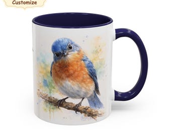 Custom Bluebird Mug bird lover, Bird watching Cup, Bluebird gifts, Birdwatching Christmas present, birding, ornithology