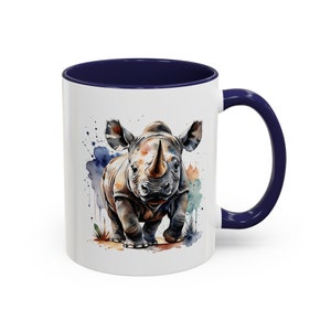 Gepersonaliseerde neushoornmok, koffiekopje neushoorn, aangepast neushoorncadeau, cadeau voor neushoornliefhebber, Afrikaanse natuur, safaridieren, hou van neushoorns