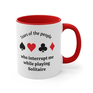 Grappig Solitaire-cadeau-idee, kaartspel koffiemok, gepersonaliseerd Solitaire-cadeau, gepersonaliseerde Solitaire-beker, Solitaire-spelthema Kerstmis