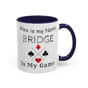 Caneca de ponte, ideia de presente de jogo de cartas engraçado, presente de ponte personalizado, copo de jogo de cartas personalizado, presente de jogo de cartas de Natal, campeão de ponte